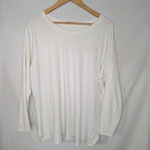 Isaac Mizrahi Essentials Crew Neck Shirt Sz 1X White Pull On Women